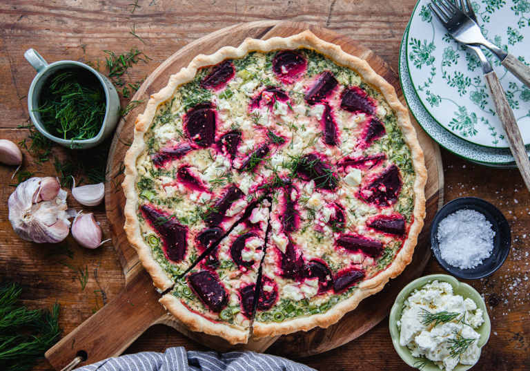 Vegetarisk paj med fetaost.