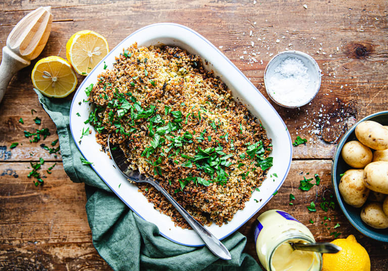 Snabblagad fiskgratäng med panko