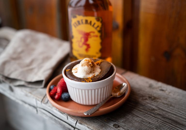 Chokladfondant med Fireball och egen vaniljglass