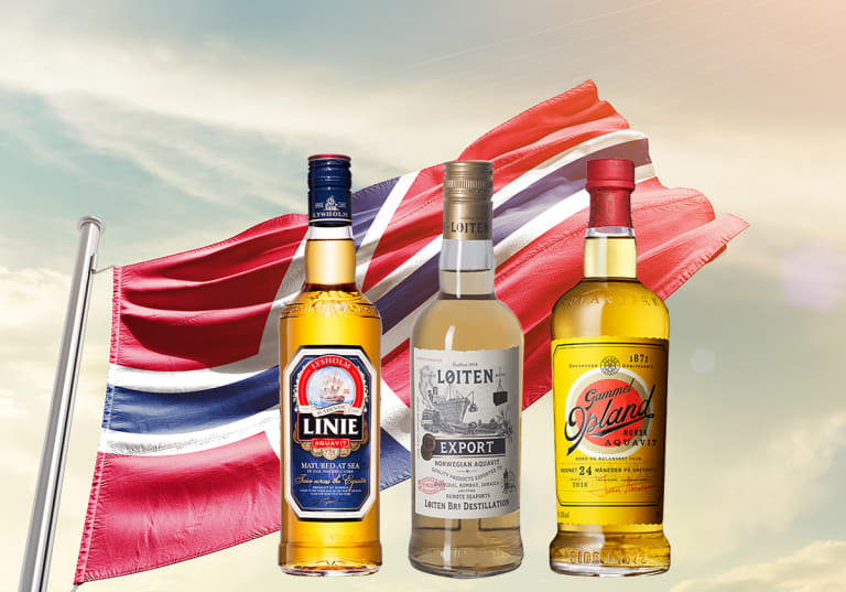 Norsk akvavit och Norges flagga