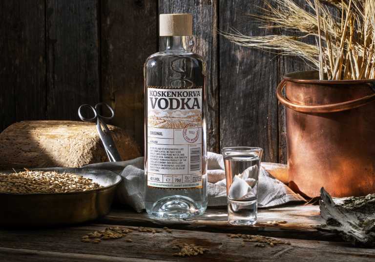 Koskenkorva Vodka Original in a barn