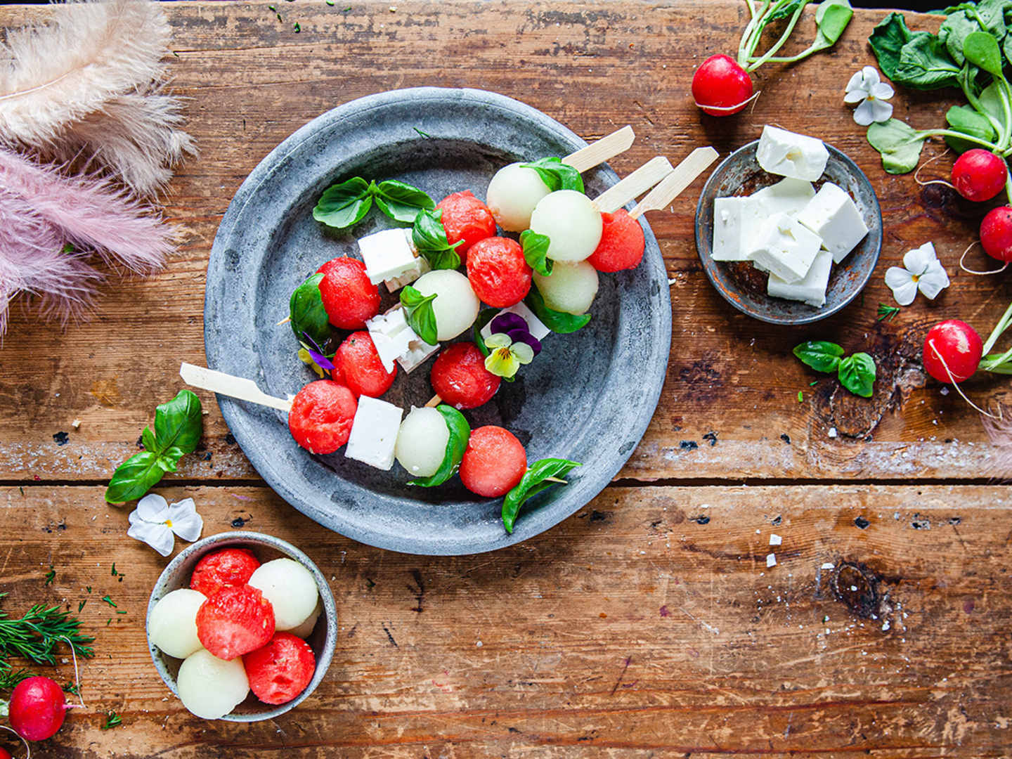 Fetaost och melonspett