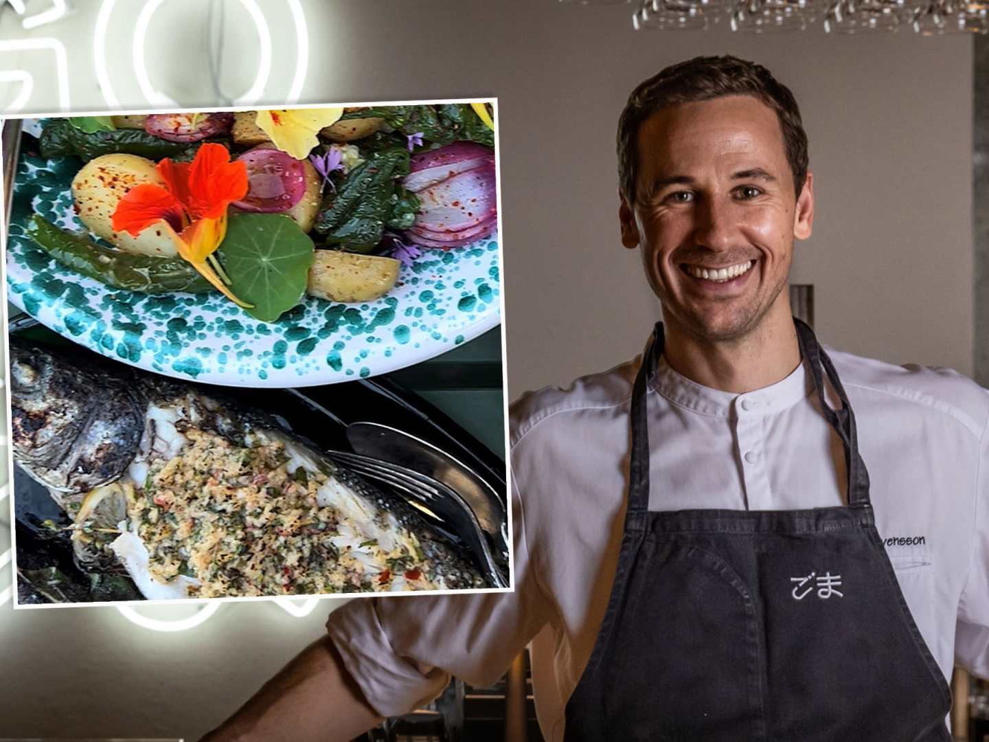 Jonas Svensson lagar grillad havsabborre.