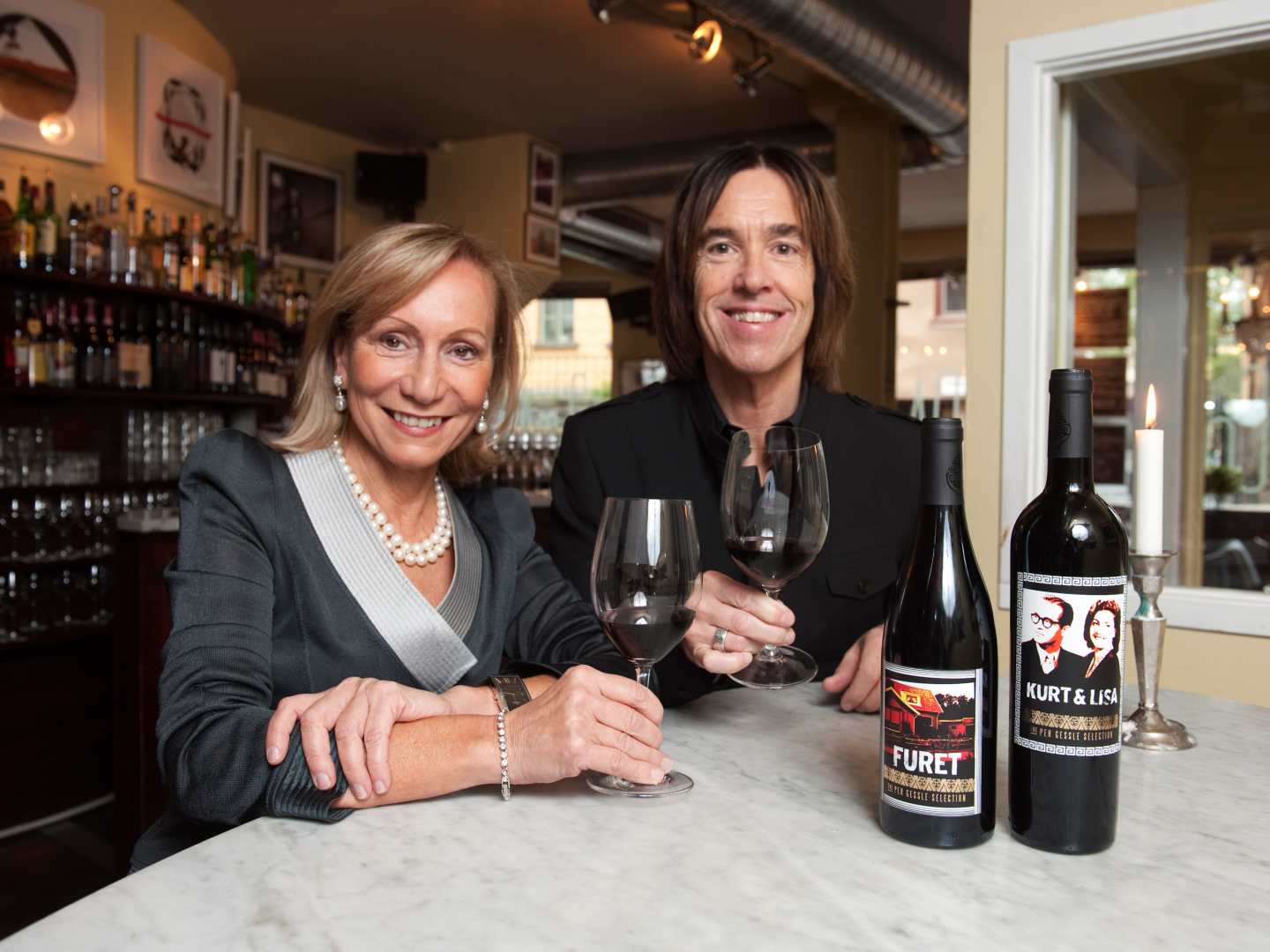 Per Gessle och Marilisa Allegrini med viner ur Per Gessle Selection