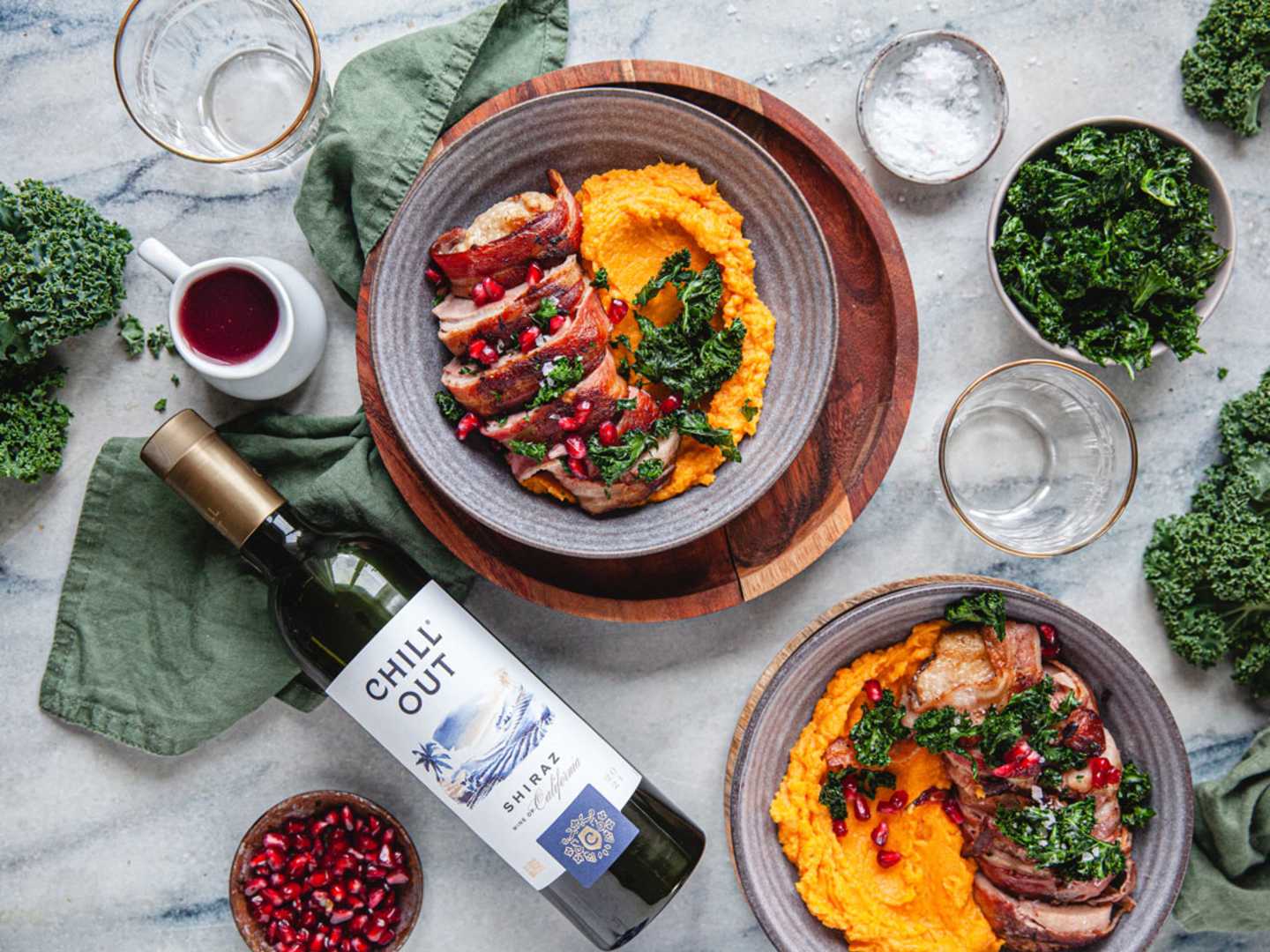 Baconlindat ankbröst med CHILL OUT Shiraz.