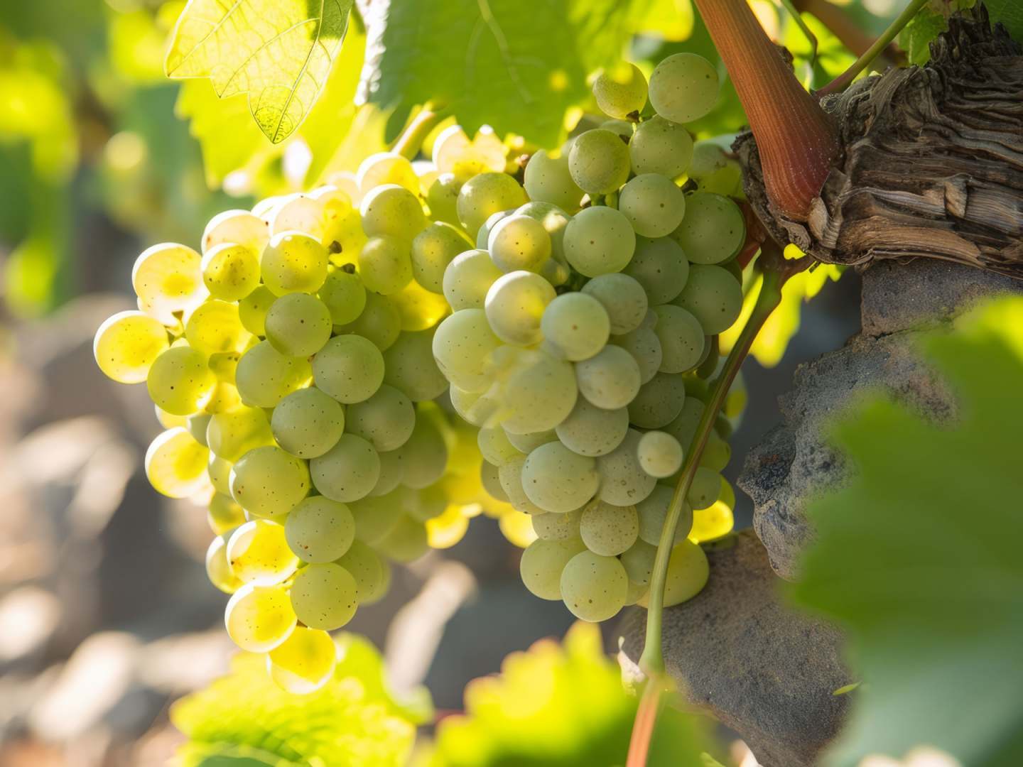 Assyrtiko på vinranka.