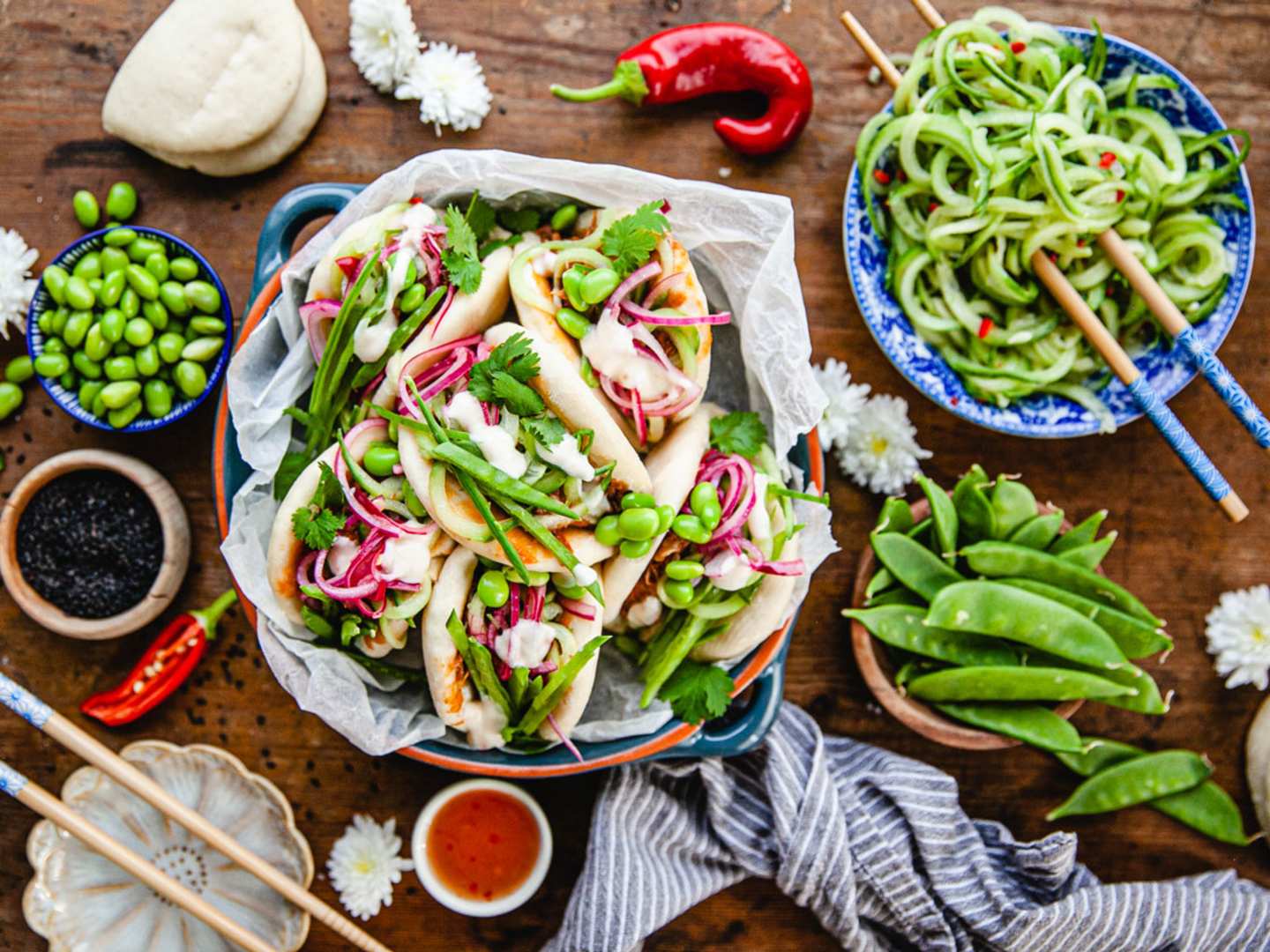 Bao buns med sticky pork.