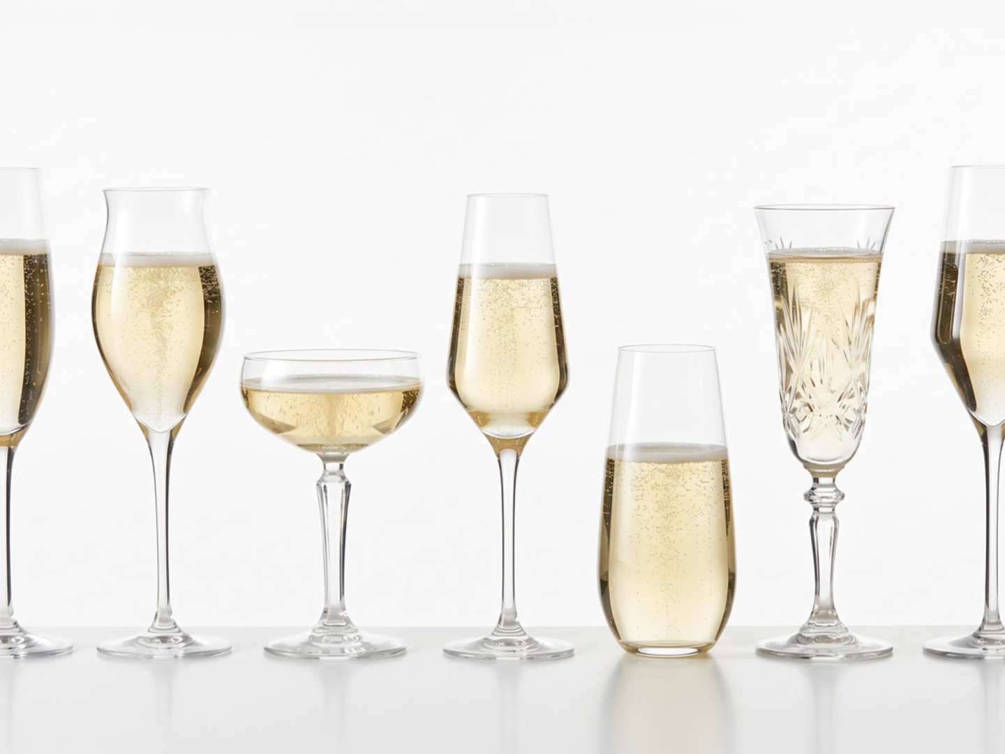 Olika sorters champagneglas.
