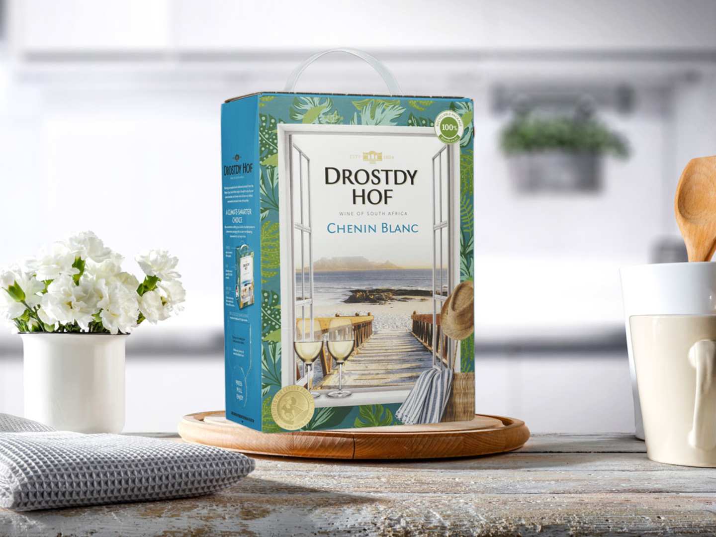 Drostdy-Hof bag in box på köksbänk