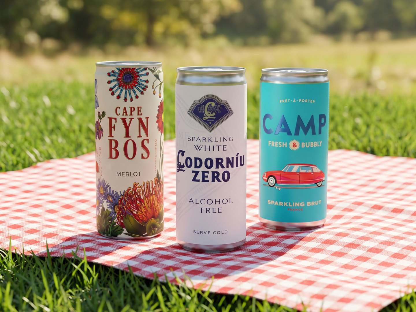 Vin på burk - CAMP Sparkling, Cape Fynbos och Codorniu Zero.