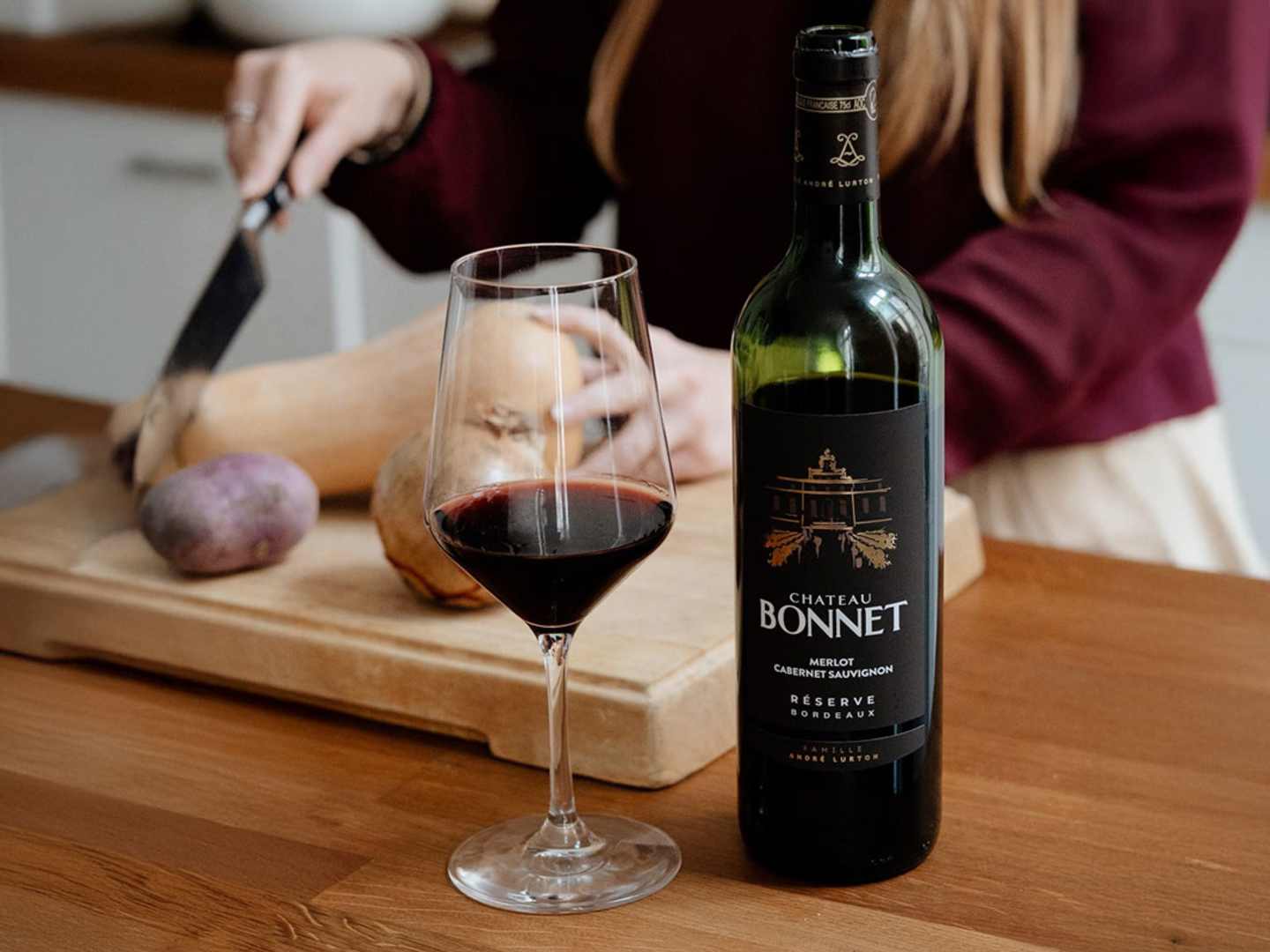 Chateau Bonnet Rouge Réserve, ett av vinerna vi provar.