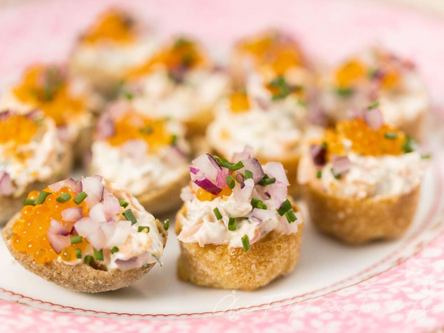 Krustader med syrlig laxröra.