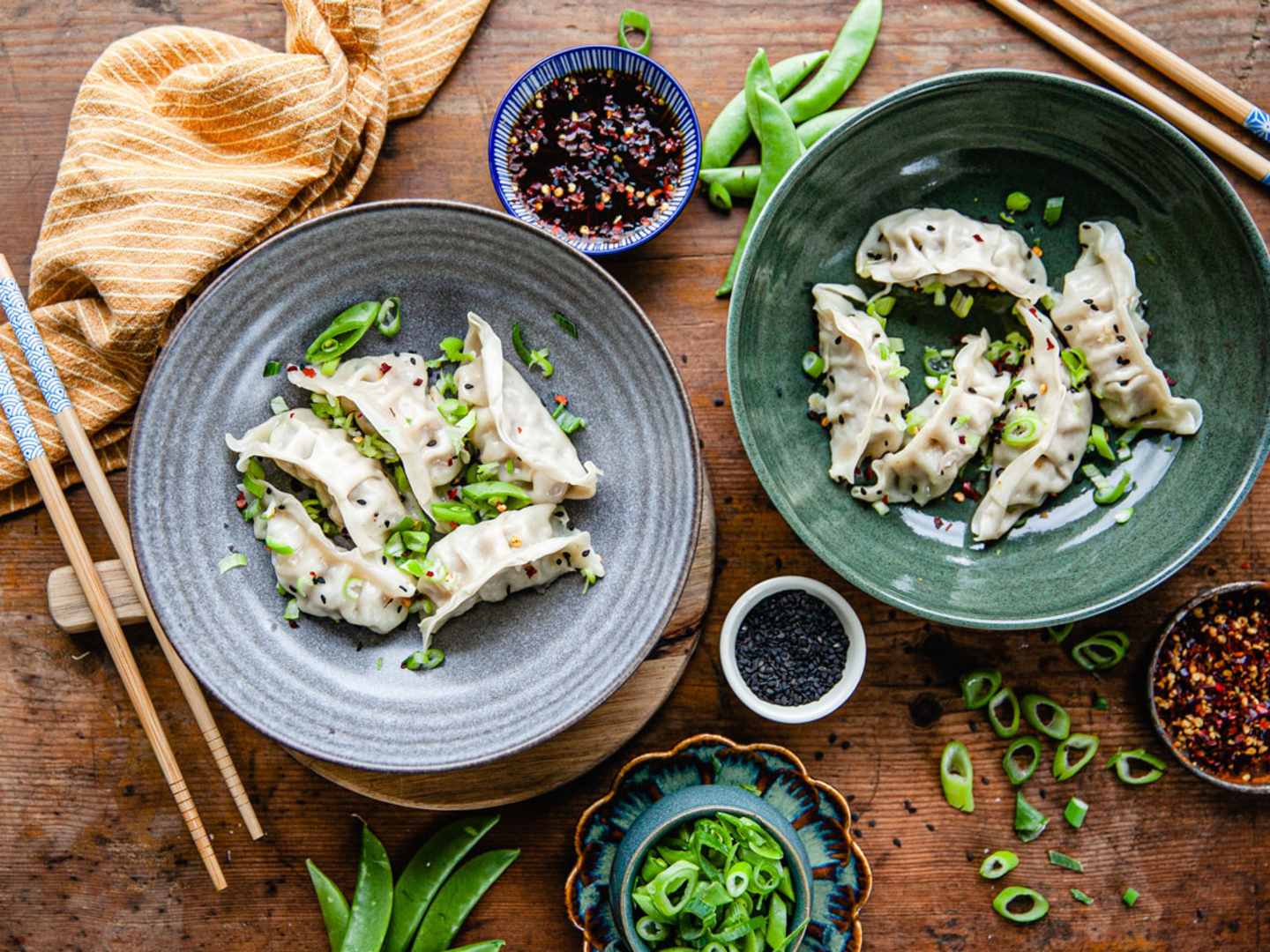 Hemgjorda dumplings, eller gyoza.