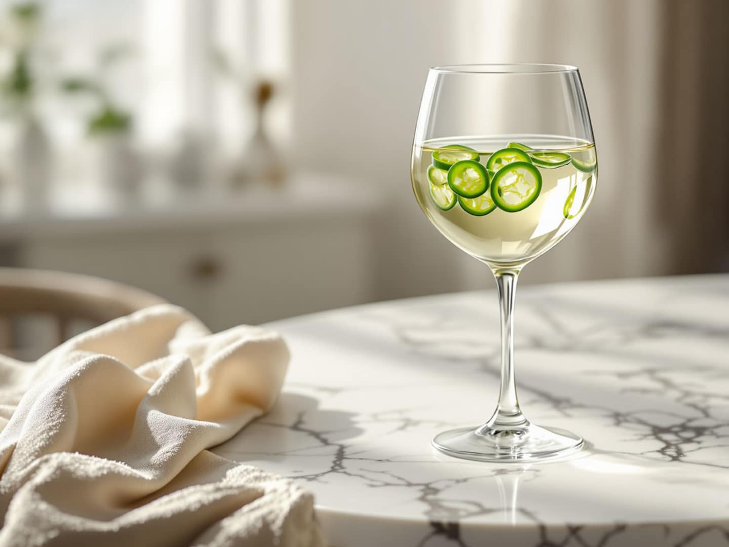 Jalapeño Sauvignon Blanc - skivad jalapeño i vitt vin.