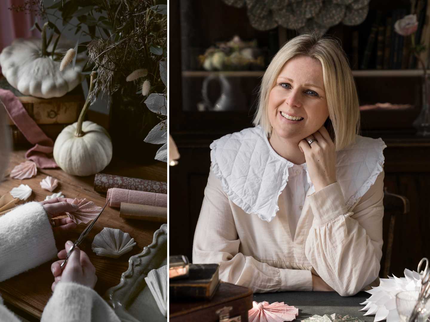 Jennie Lantz pysslar i boken Vinterstjärna.