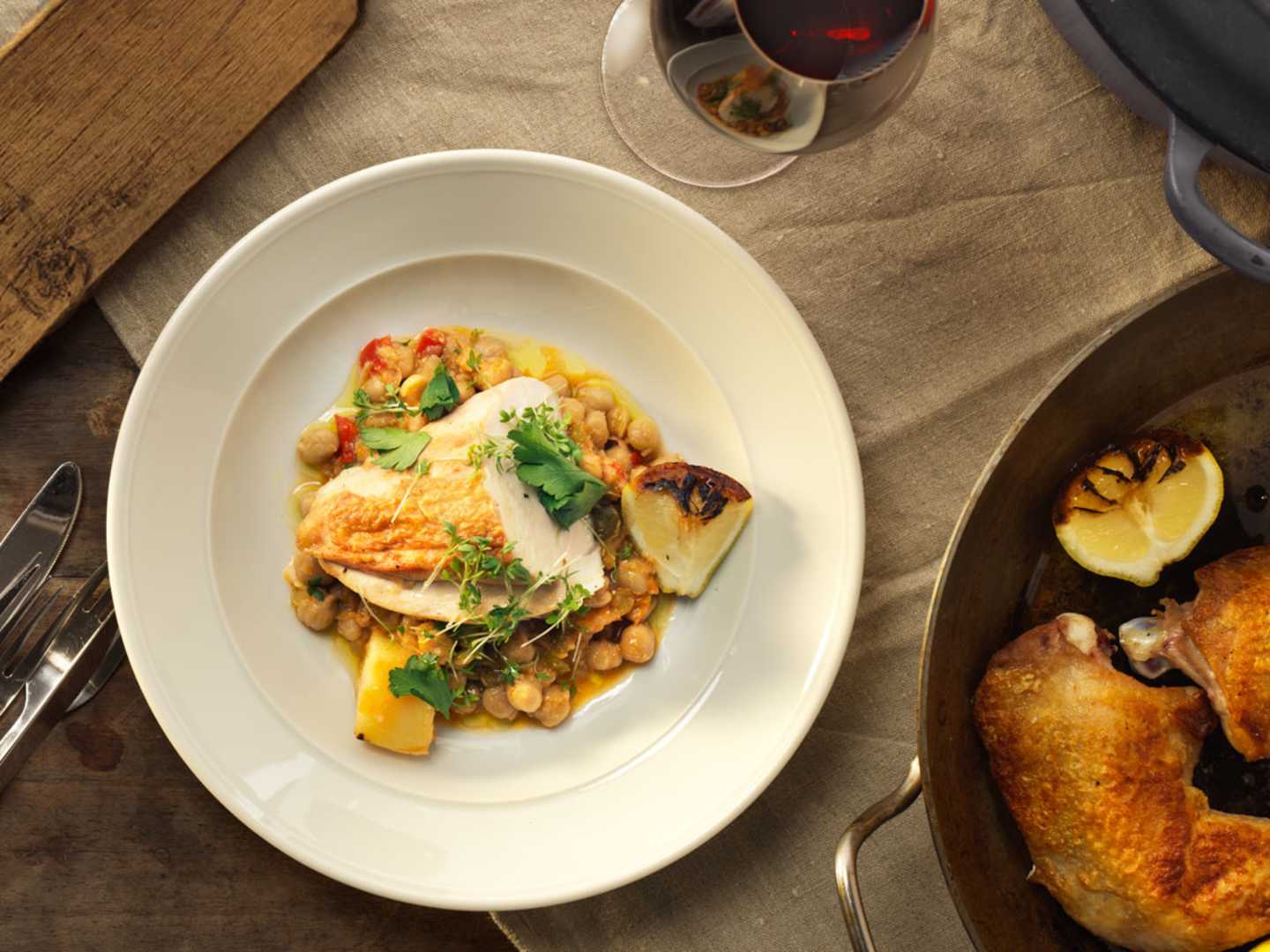 Kikärtsgryta med kyckling.