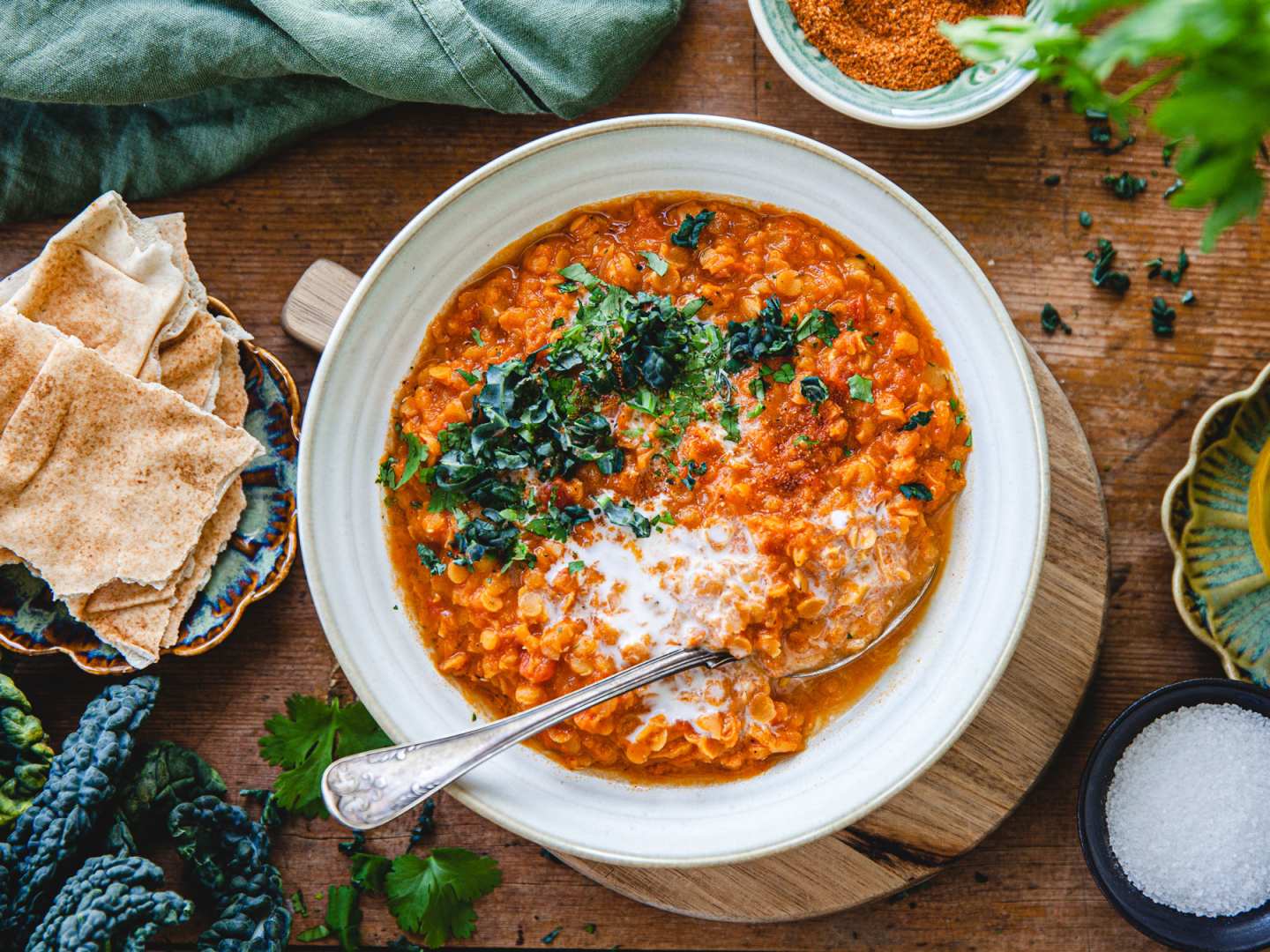 Röd linssoppa med kokosmjölk.