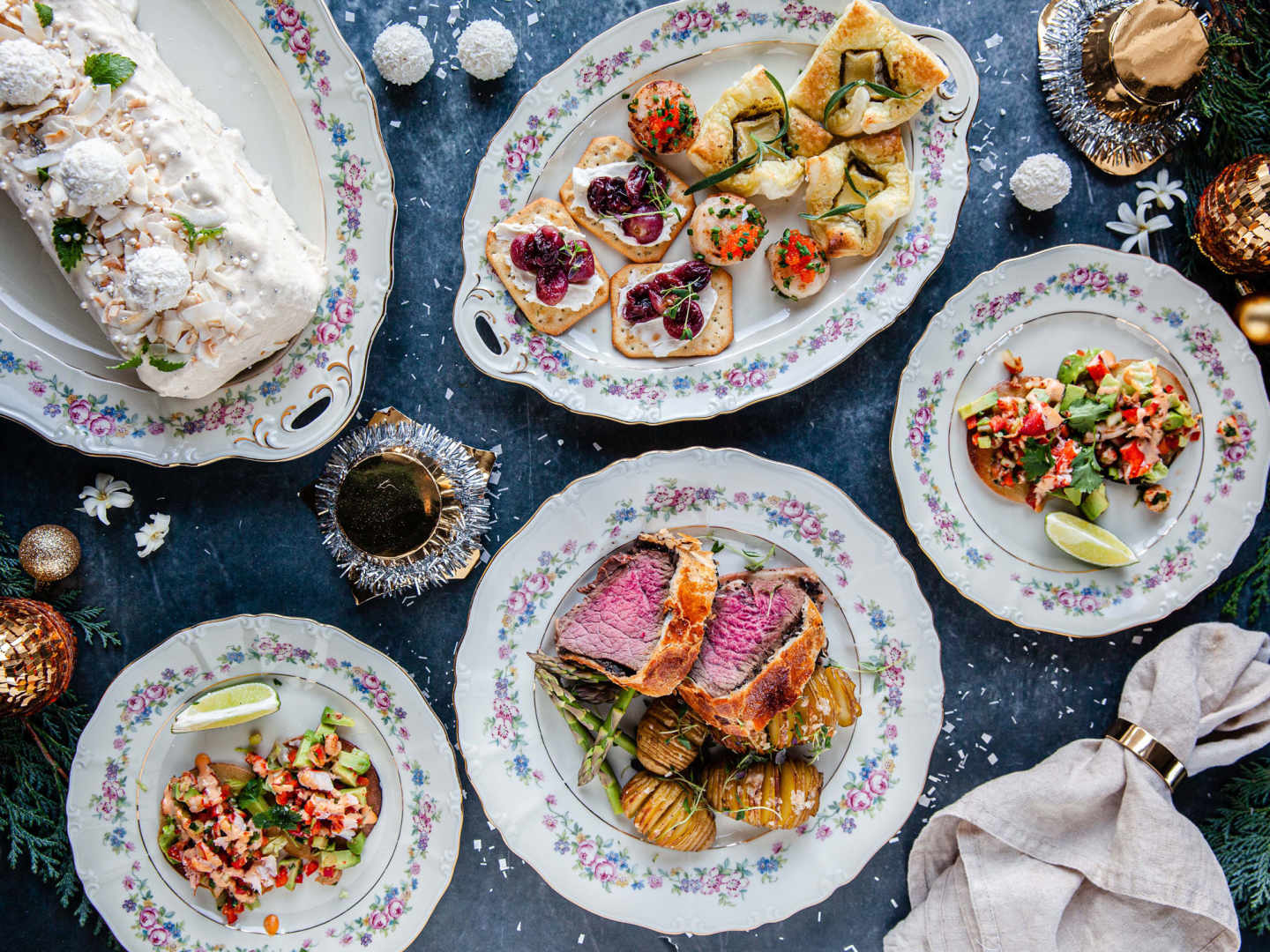 Nyårsmeny med fyra rätter till nyårsmiddagen