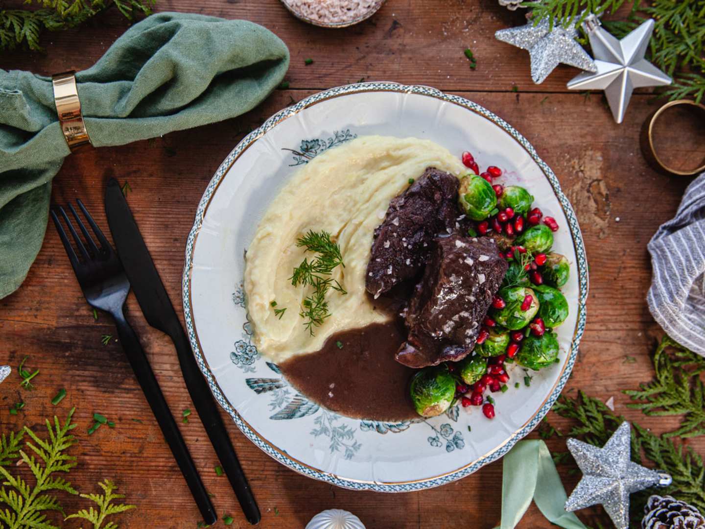 Oxkind med tryfferad potatis.