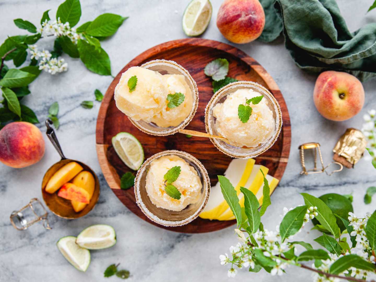 Sorbet av melon och nektarin.