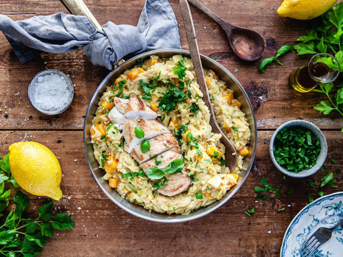 Risoni med kyckling.