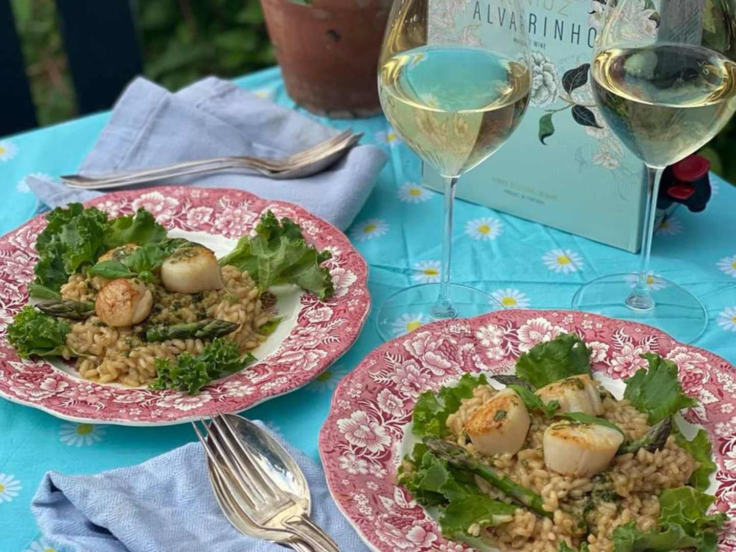 Risotto med pilgrimsmusslor och sparris