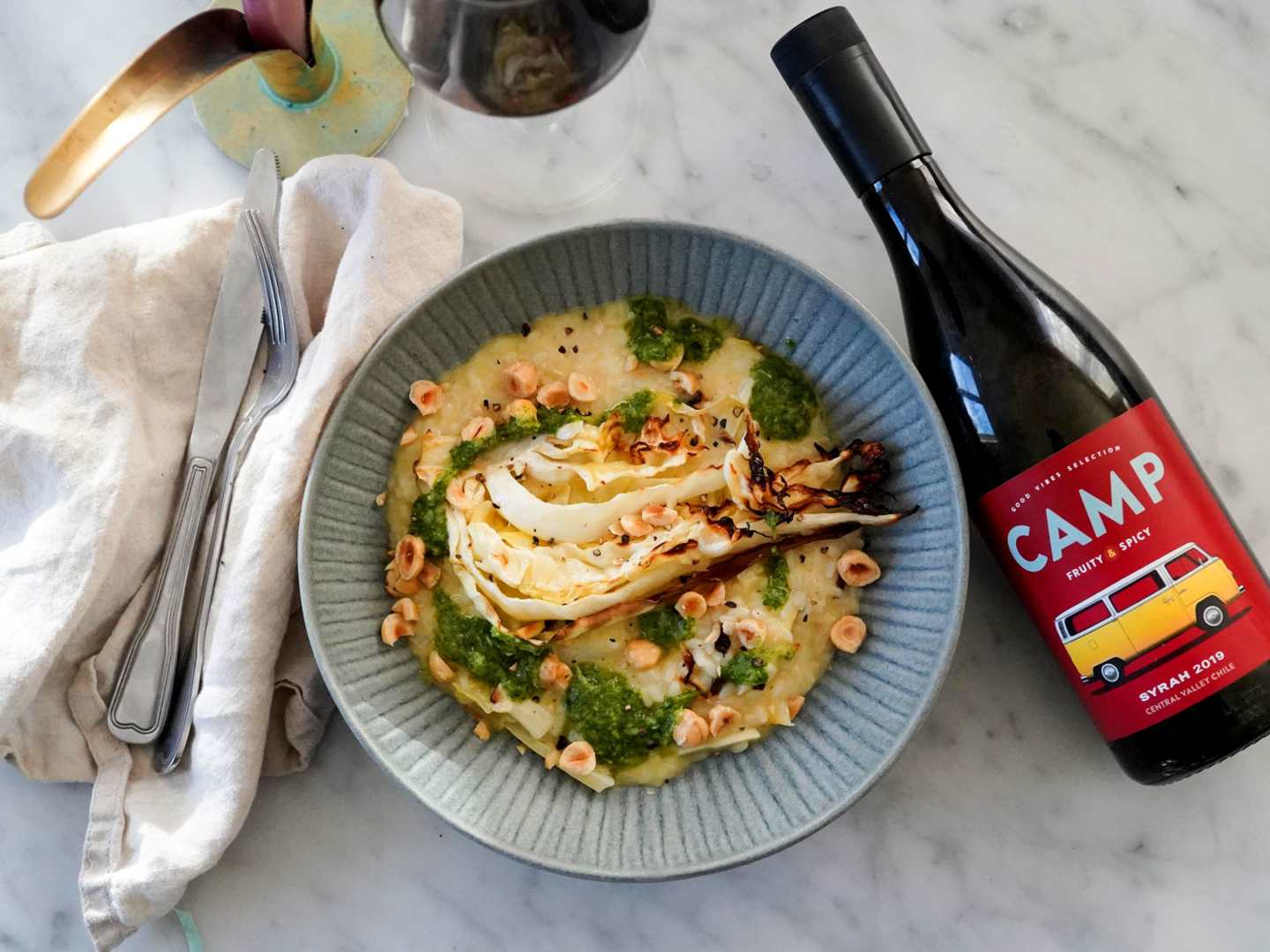 Risotto med spetskål till CAMP Syrah.