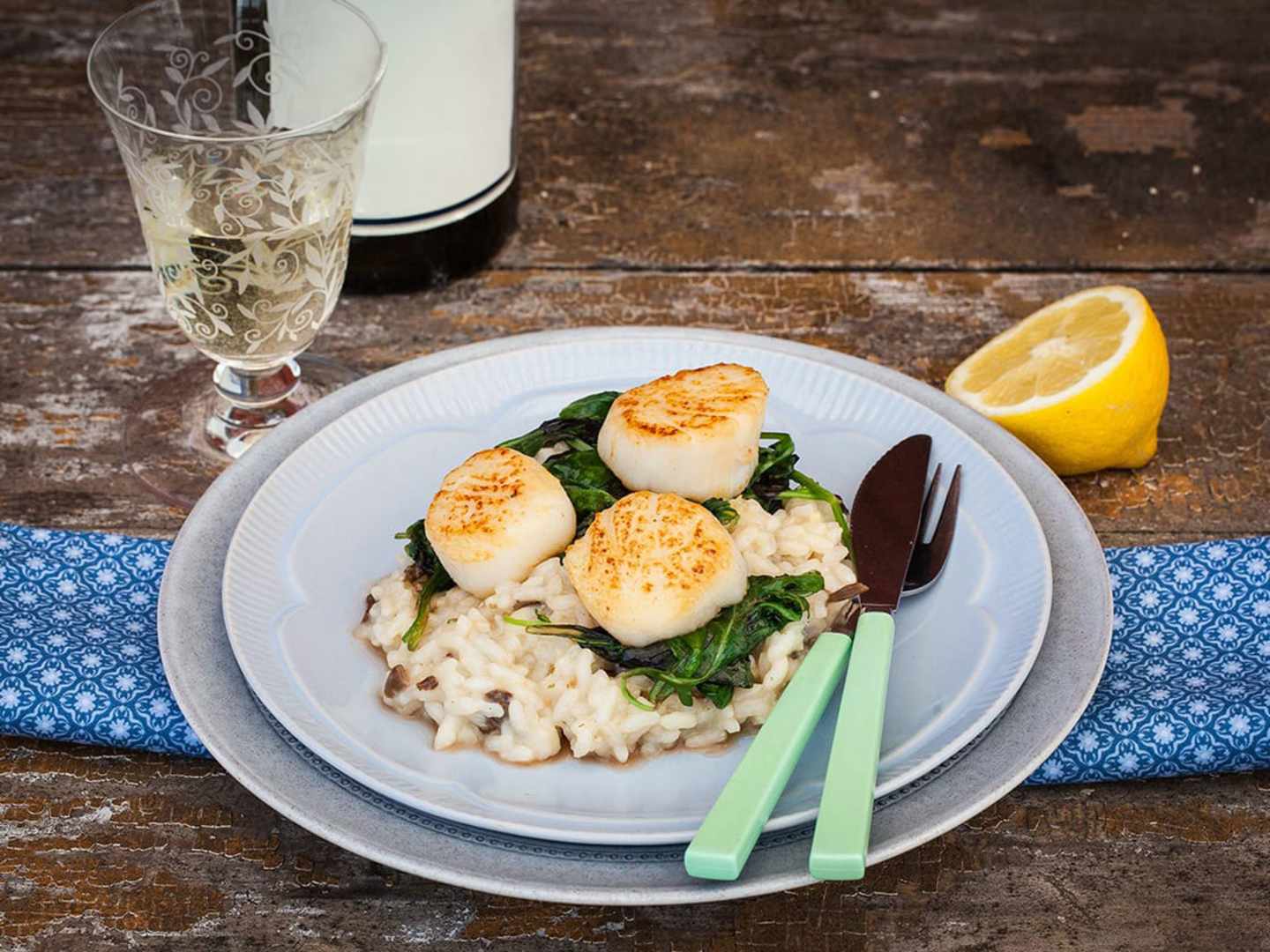 Kantarellrisotto med pilgrimsmusslor