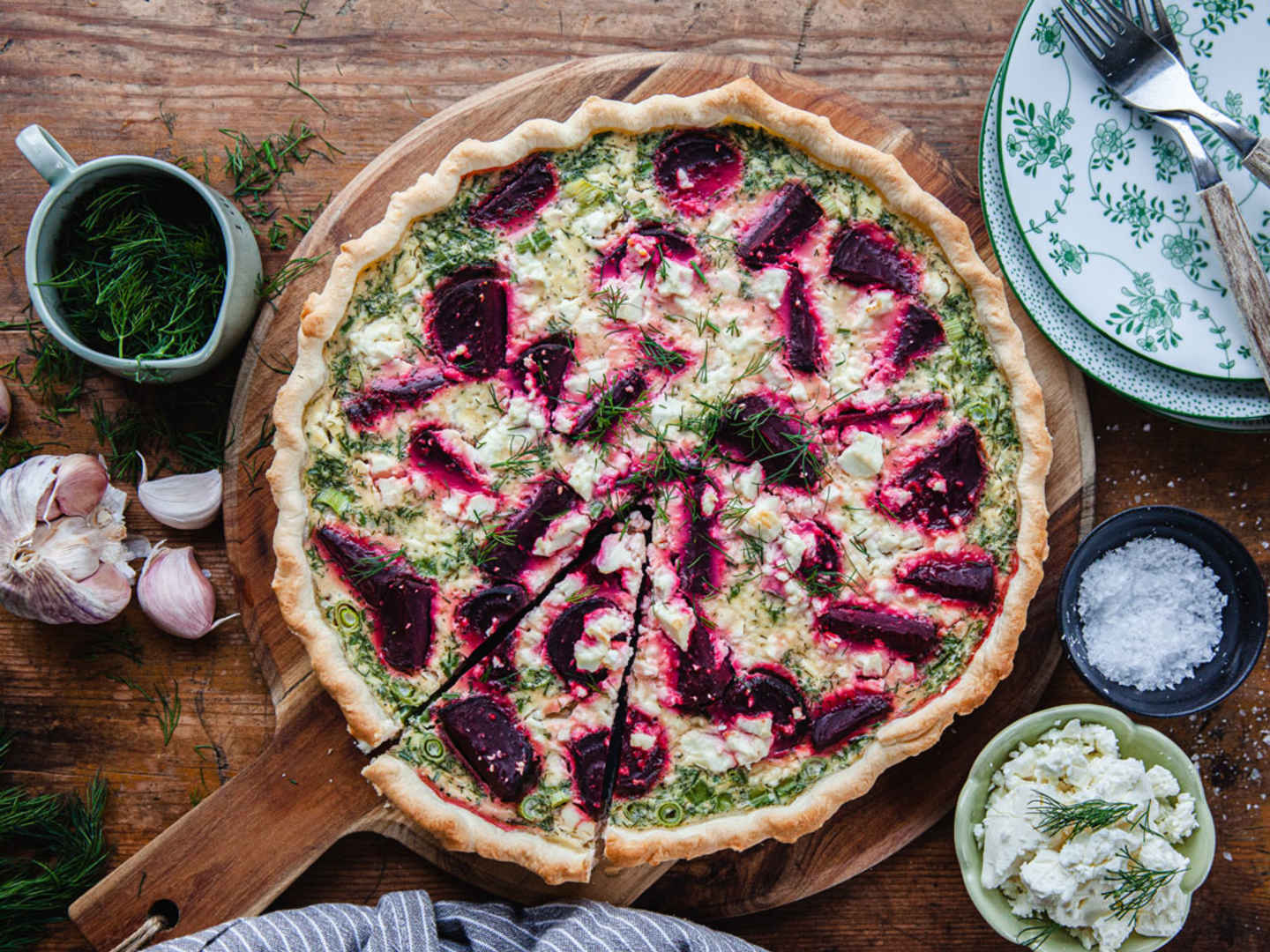 Vegetarisk paj med fetaost.