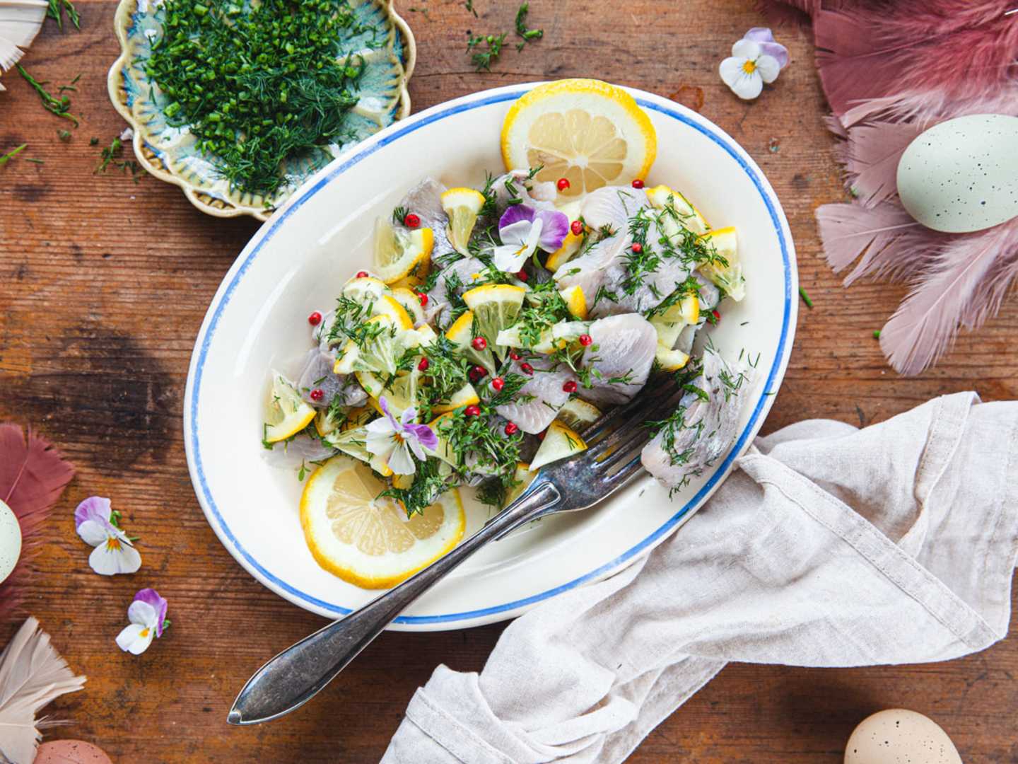 Sill med citron, dill och pepparrot.