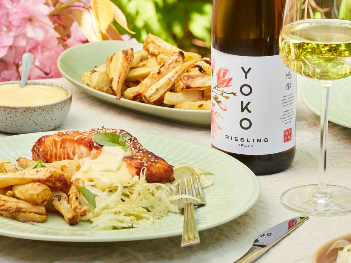 Teriyakilax med fänkålssallad och citrusaioli, till Yoko Riesling.