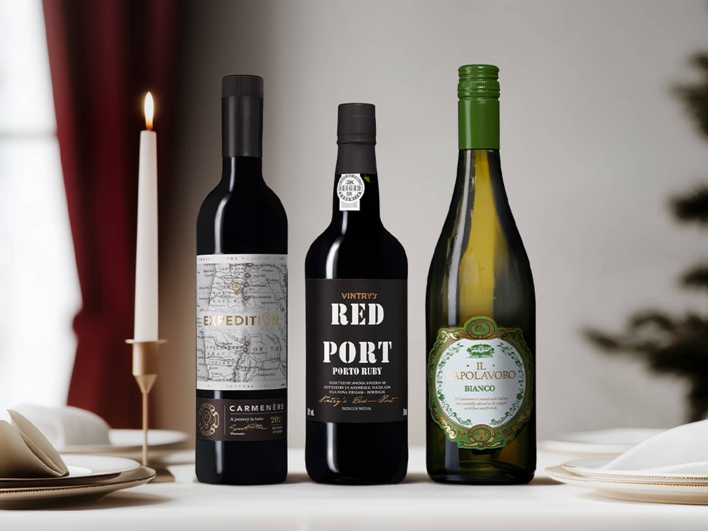 Tre goda viner till julbordet.