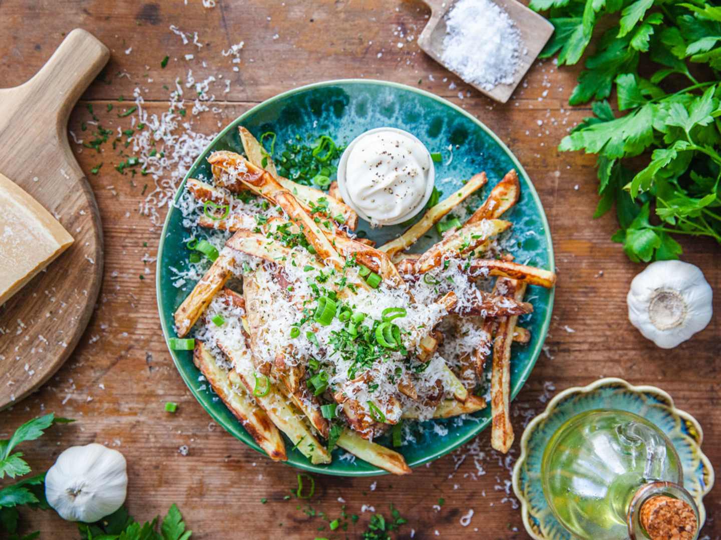 Tryffelpommes med parmesan.