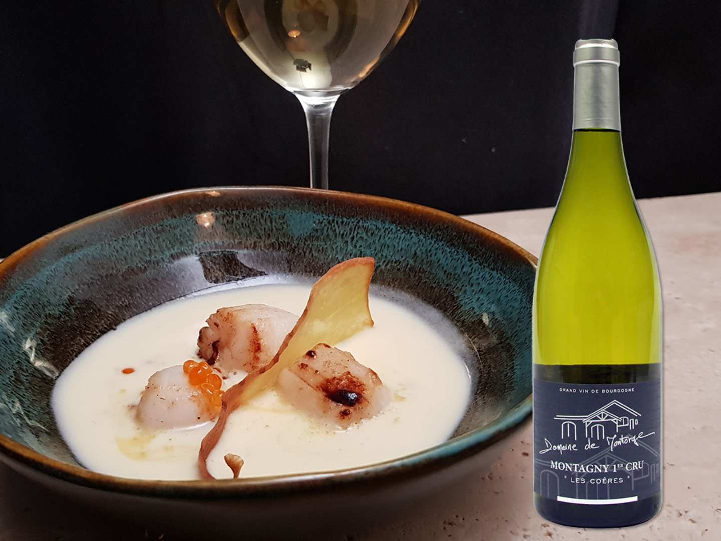 Vit bourgogne till pilgrimsmusslor - vinprovning online.