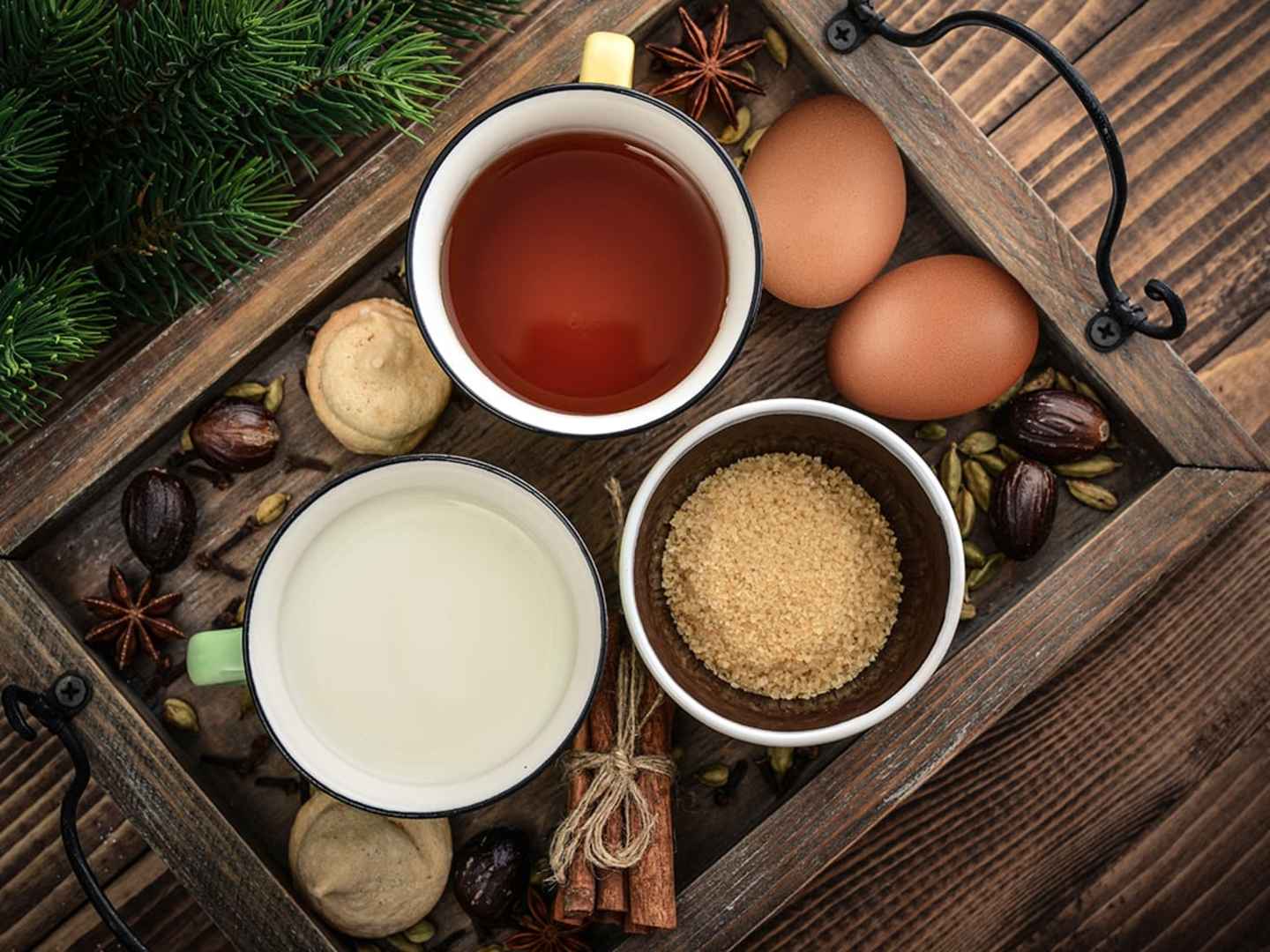 Ingredienser till en äggtoddy