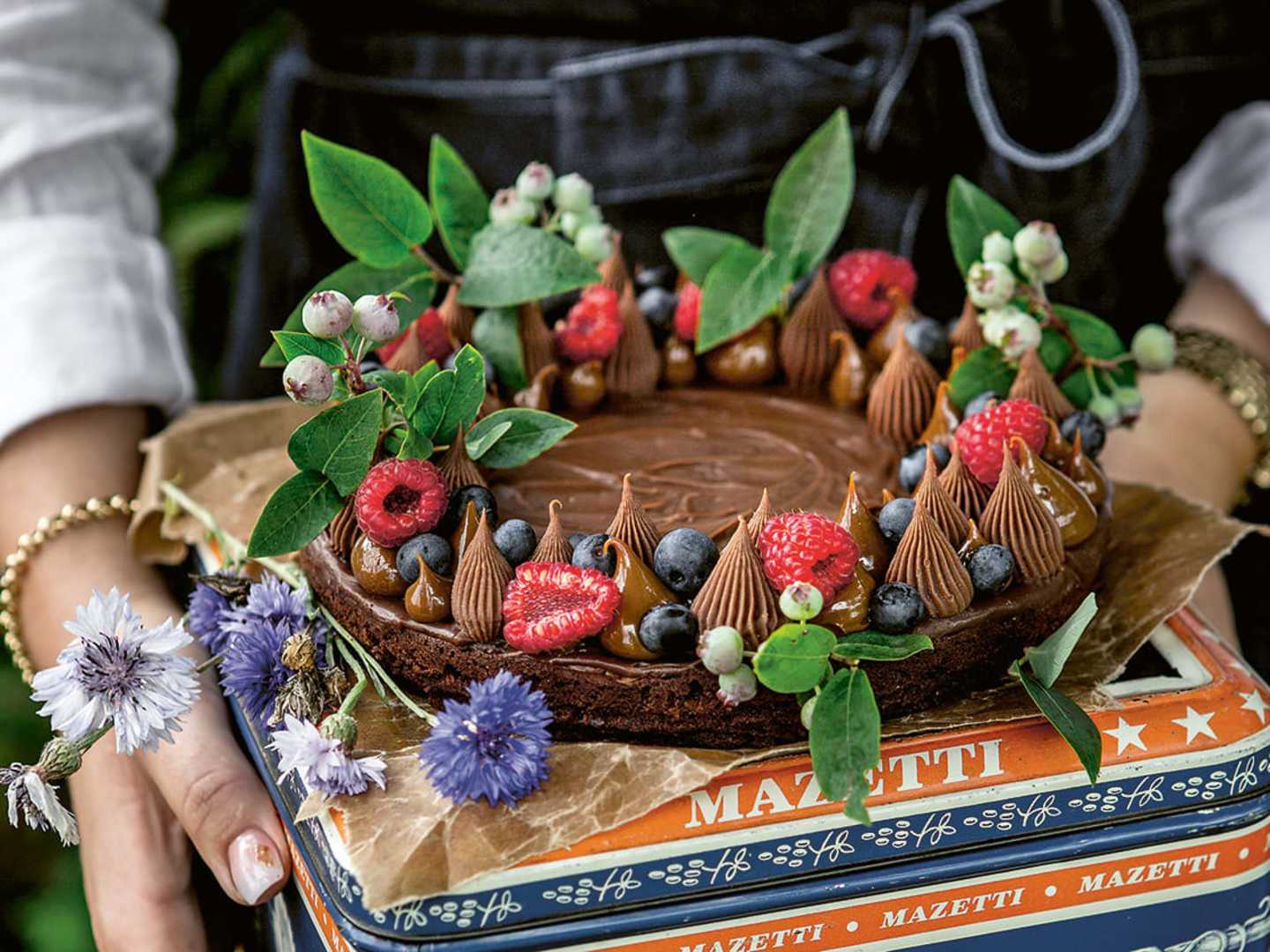 Brownie med mjölkchokladganache