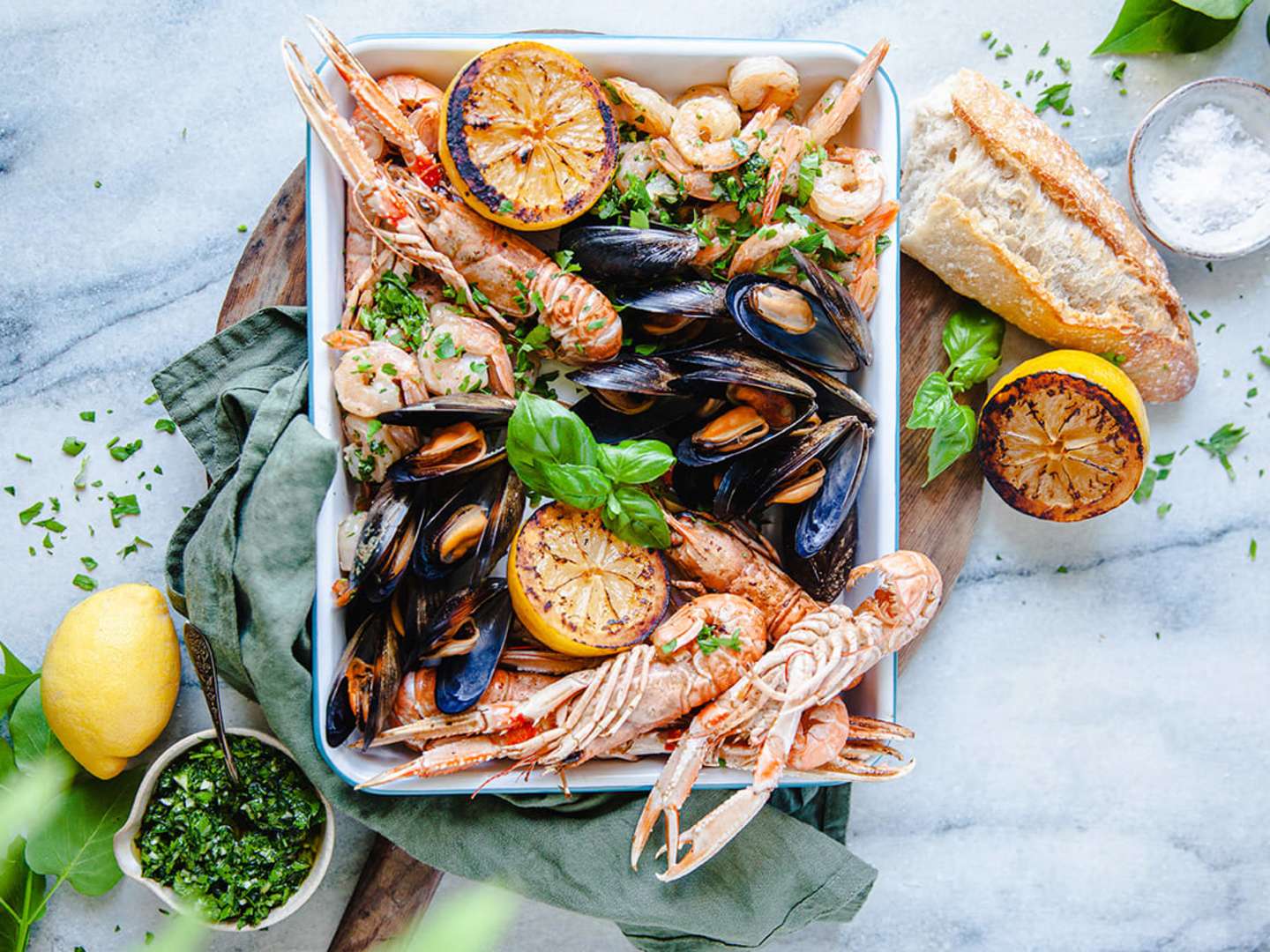 grillade skaldjur i form 