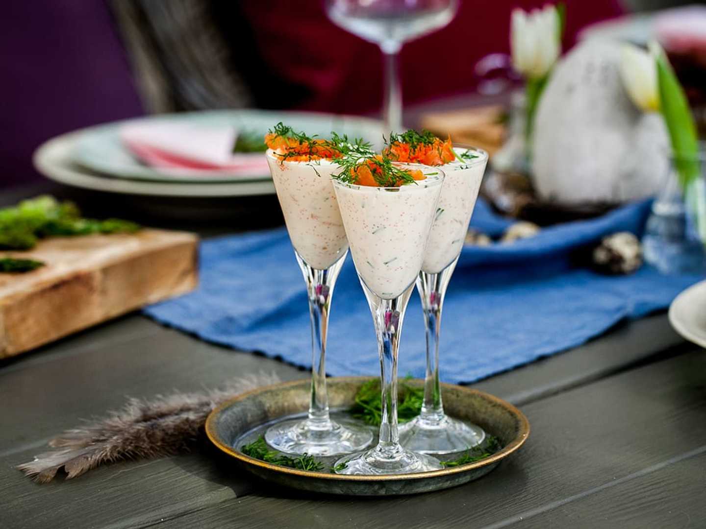 Laxröra i snapsglas