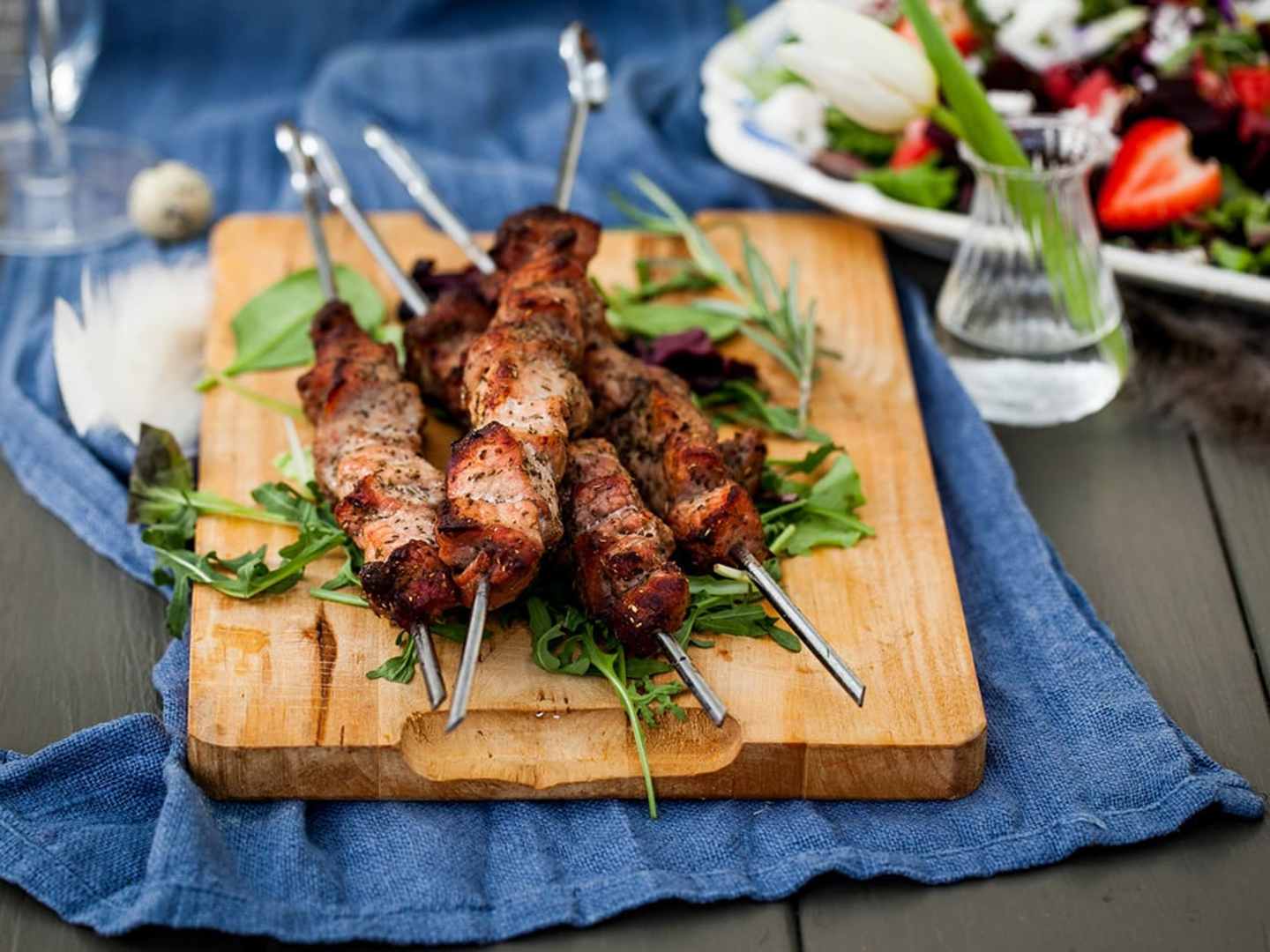 Grillspett med lamm och fläskkött