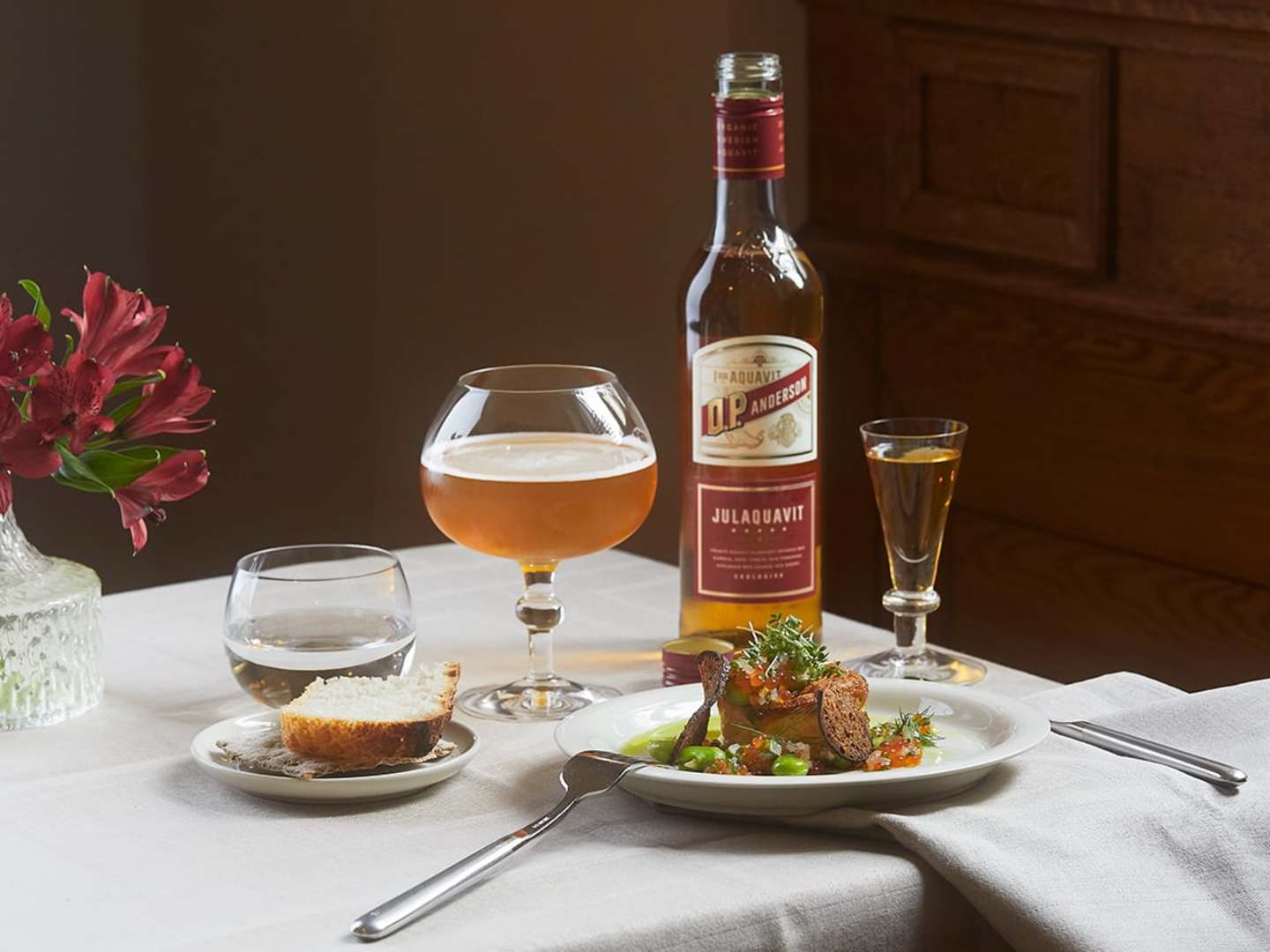 Potatis och Cheddar Royal med O.P. Anderson Julaquavit