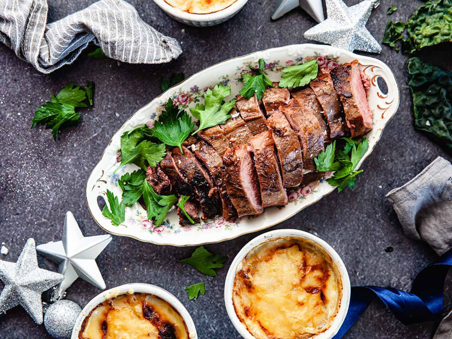 Rådjurssadel med potatisgratäng