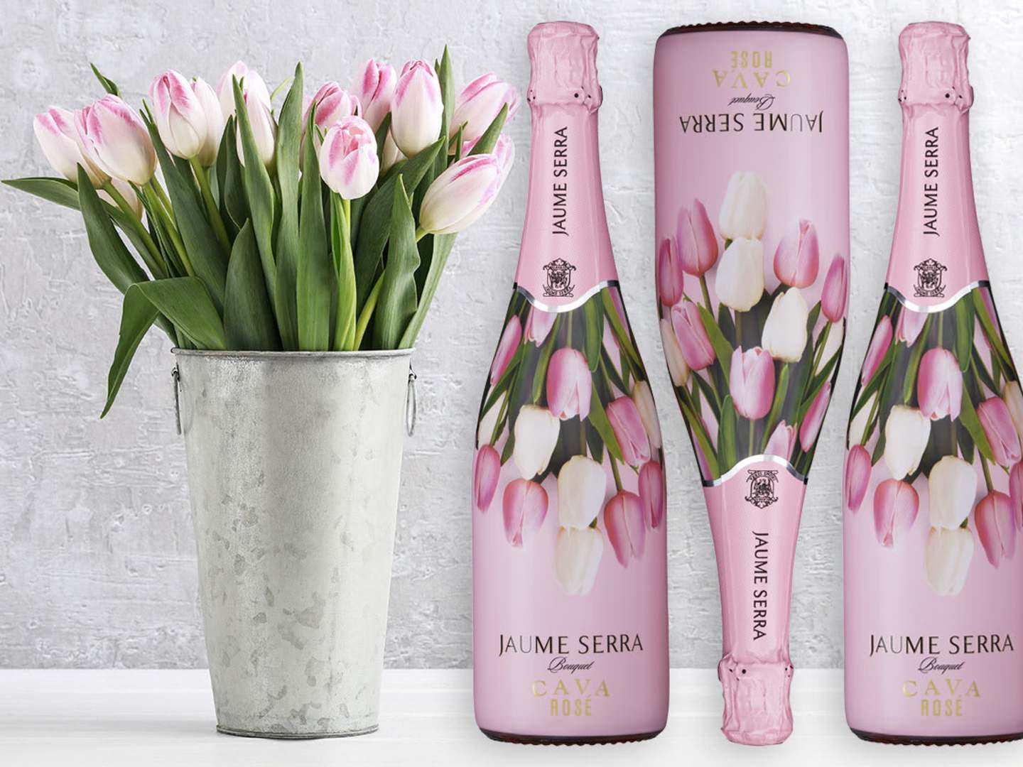 Rosa bubbel och tulpaner