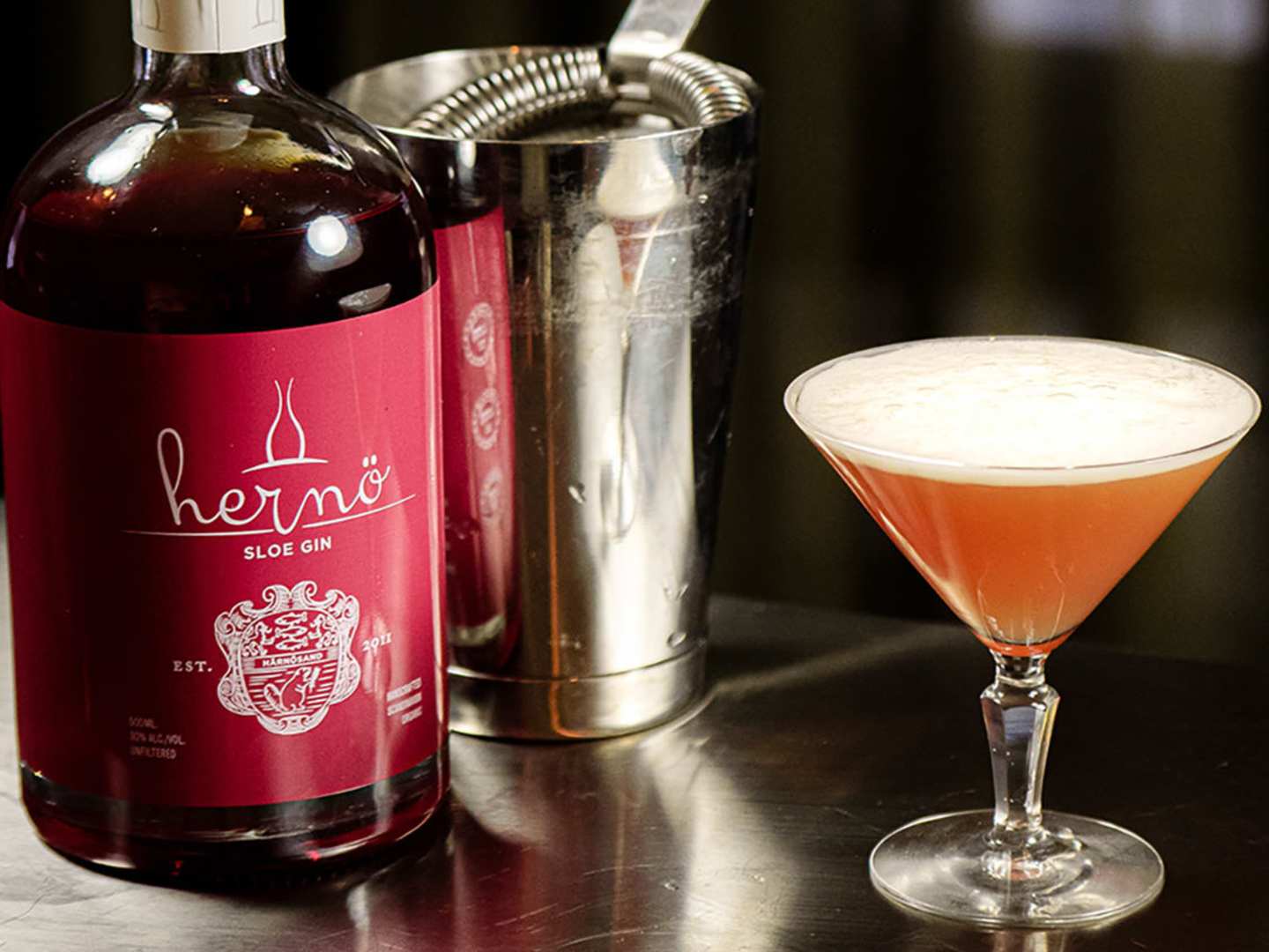 Hernö Sloe Gin och drinken Sloe Gin Sour 