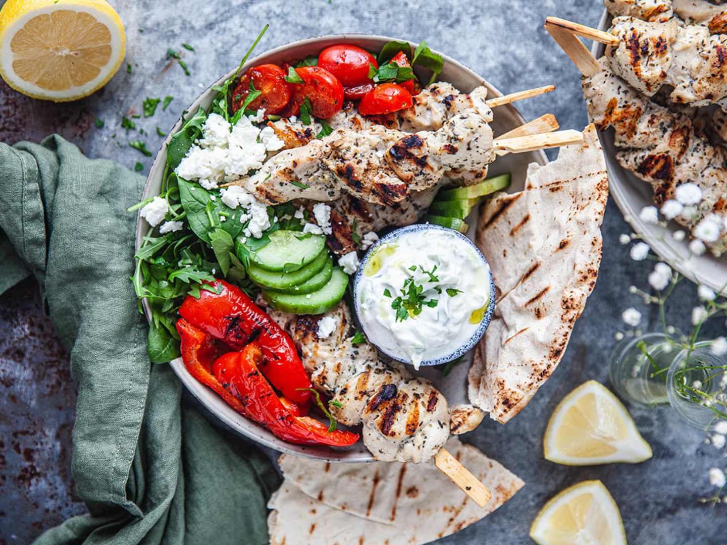 Souvlaki med tzatsiki