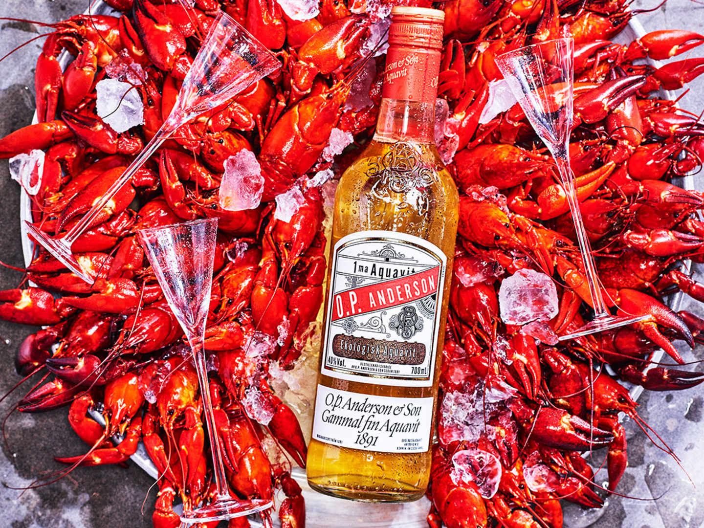 Kräftor och O.P. Anderson Aquavit Original