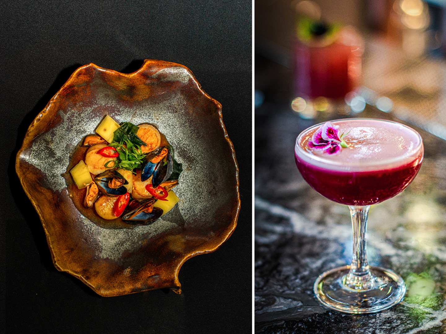 Nikkei-mat och drink på restaurangen Issei