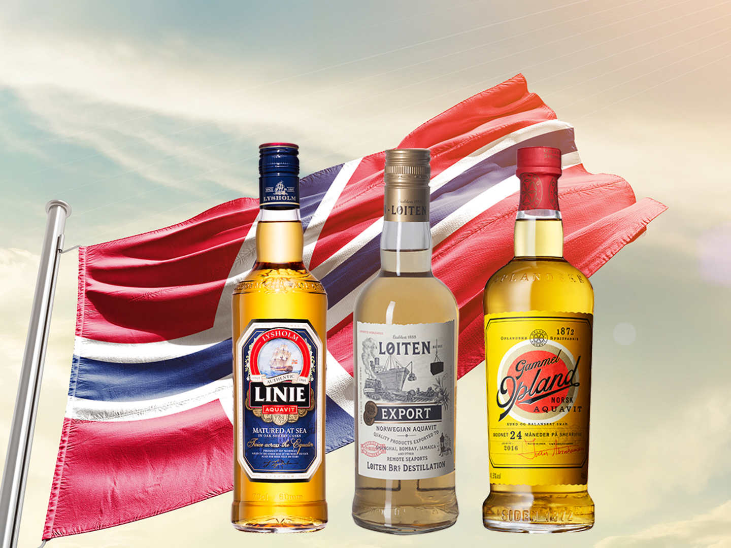 Norsk akvavit och Norges flagga