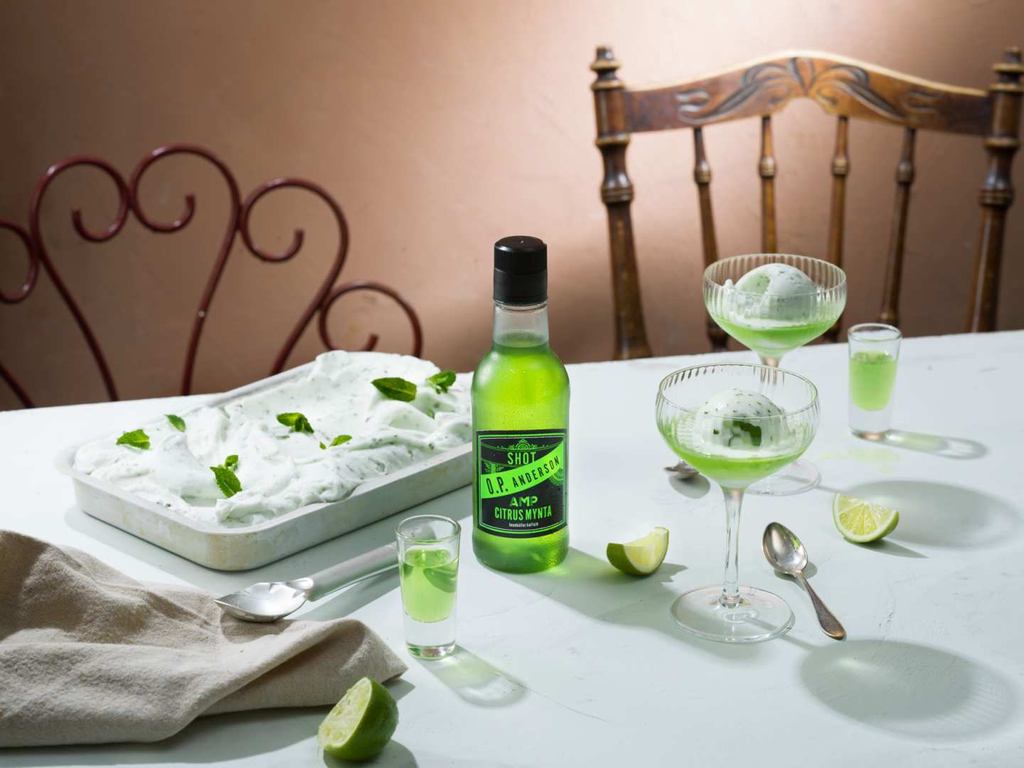 Limesorbet med AMP Shot.