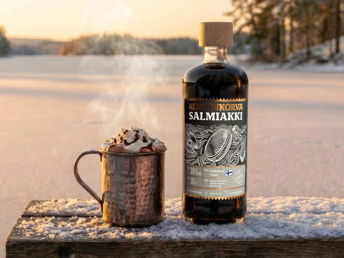 Varm choklad med Koskenkorva Salmiakki lakritsshot