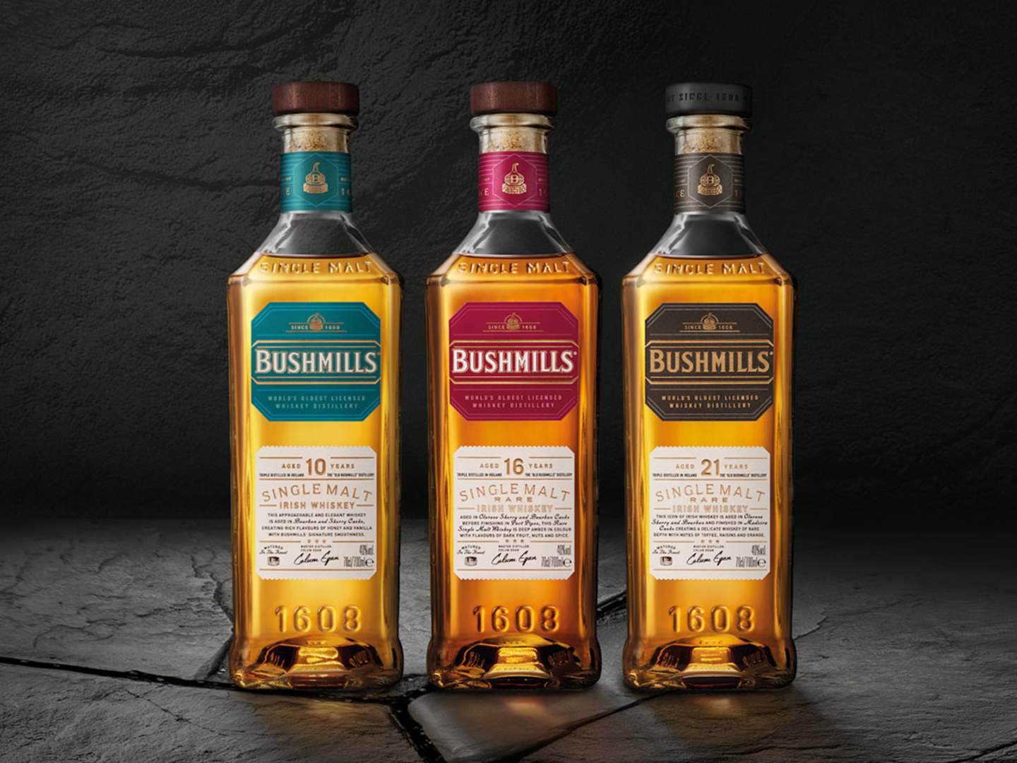 Tre flaskor Bushmills Malt